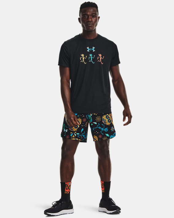 Men's UA Launch SW 7'' Day Of The Dead Shorts in Black image number 3